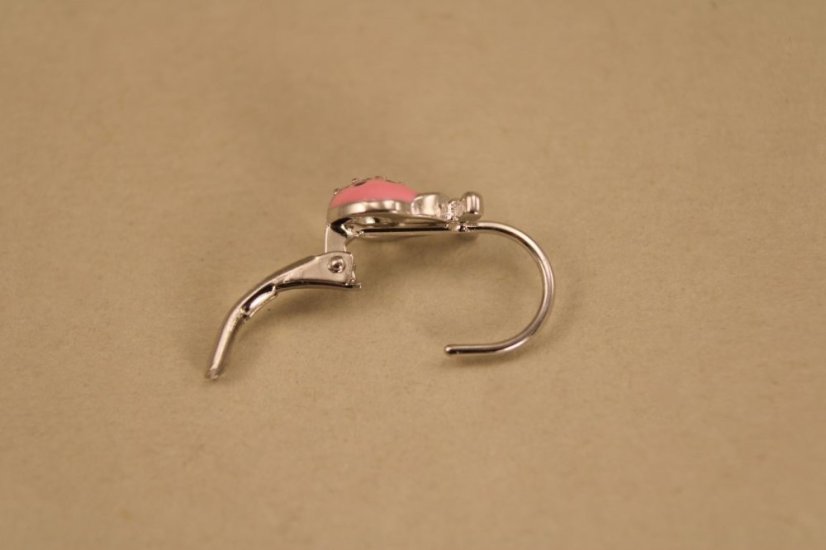 Náušnice-rúžové lienky-zirkóny-patent-rhodium-striebro