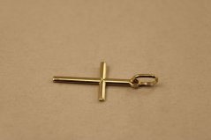 Prívesok- krížik- hladký- žlté zlato- 14 karátov