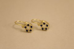 Náušnice- hviezdy- modré zirkóny- brizúra- pozlátené striebro