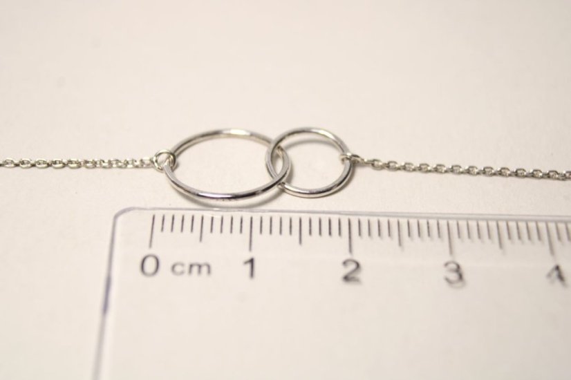 Strieborný rhodiovaný náramok prepojené kruhy, 14,5-17,5 cm, 1,18 g, 925/1000