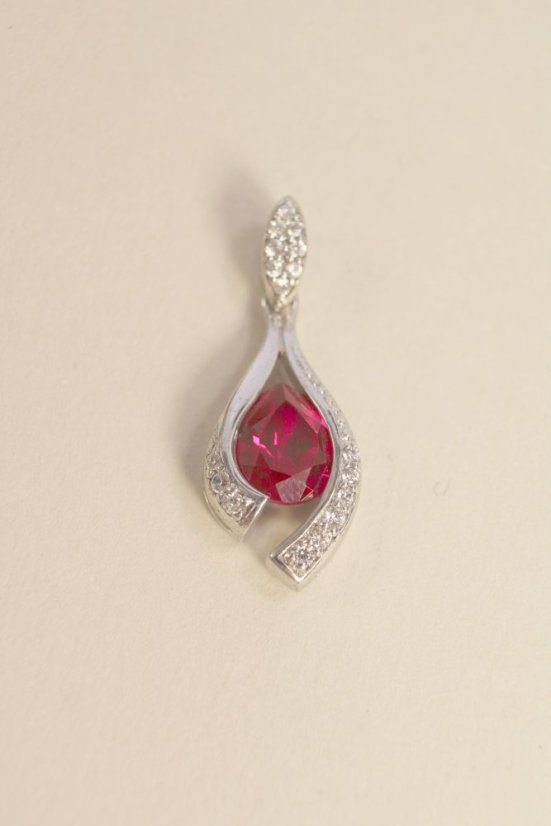 Prívesok-oko-rúžový zirkón-striebro-rhodium