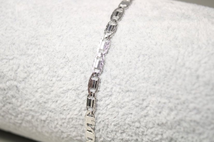 Strieborný náramok úzke vzorované platničky, rhodium, 18,5/20cm, 3,05 g 925/1000