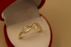 Prsteň- nekonečno-  číre zirkóny- viacfarebné zlato- 14K