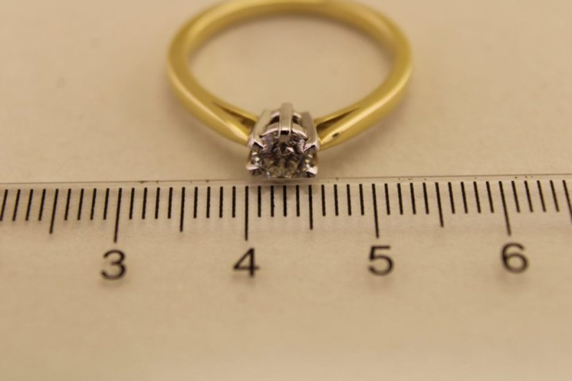 Zlatý prsteň - Solitaire briliant - 14k - Žlté zlato