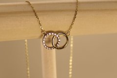 Celebritka - Anker - dva kruhy - číre zirkóny - žlté zlato - 14 karátov