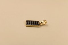 Prívesok- obdĺžník- čierne zirkóny- žlté zlato- 14 karátov