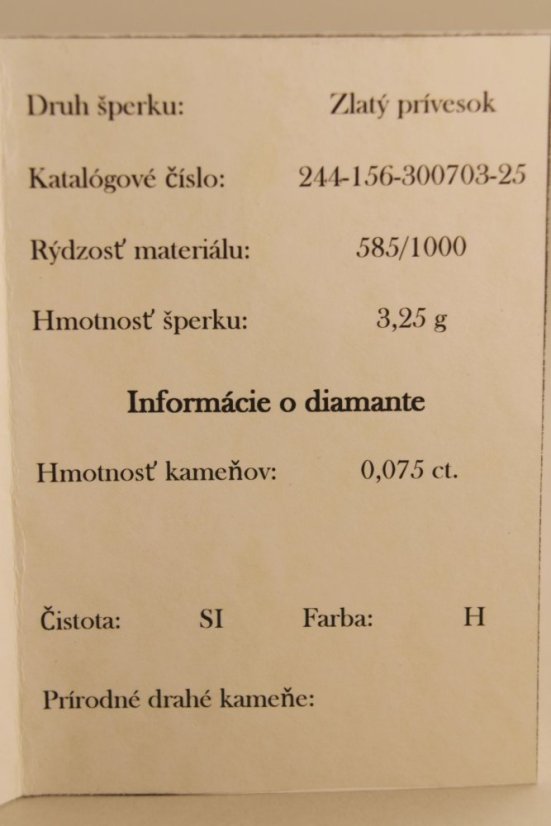 Diamantový prívesok-ružové zlato-diamanty 0,075 ct-H/Si-14 karátov