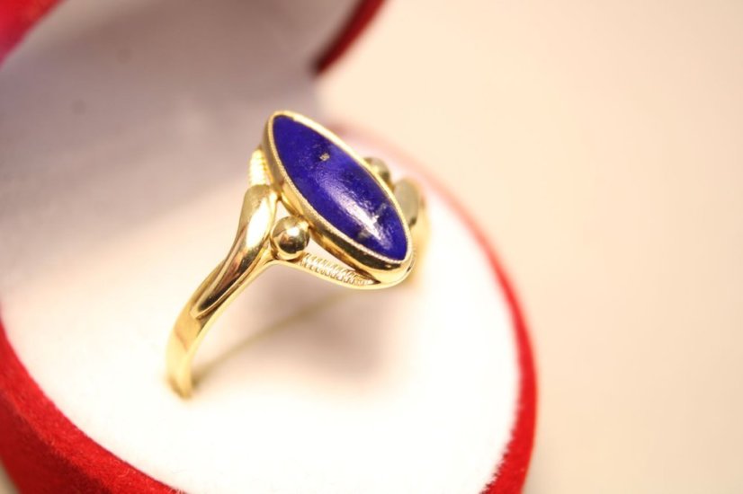 Zlatý prsteň s Lapis Lazuli žlté zlato, veľkosť 60, 2,65 g, 14 karátov, 585/1000