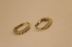 Náušnice- polkruhy- číre zirkóny- patent- žlté zlato- 14K