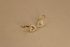 Náušnice- srdiečka- číry zirkón- brizúra- žlté zlato-14 karátov