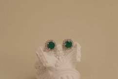 Náušnice - Achát - číre zirkóny - šrúbky - rhodium - striebro