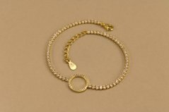 Náramok - posiaty čírymi zirkónikmi - pozlátené striebro