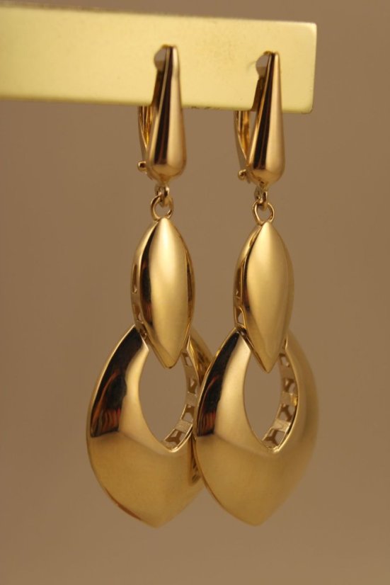 Náušnice-visiace-lesklé-francúzsky patent-žlté zlato-14 karátov