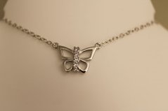 Retiazka- celebritka- motýľ- číre zirkóny- rhódiované striebro