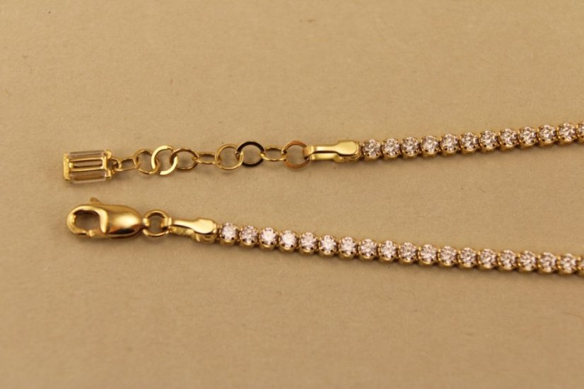 Zlatý náramok, žlté zlato, číre zirkóny 17-19cm 3,52g 14k 585/1000