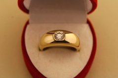 Zlatý prsteň - Hladké osadenie zirkóna - Žlté zlato - 14k