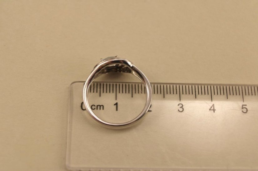 Prsteň - modrý Topás - číre zirkóny - rhodium - striebro