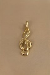 Prívesok- husľový kľúč- fazetový vzhľad- pozlátené striebro