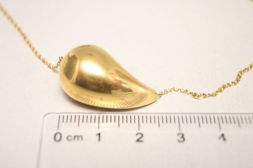 Retiazka z  pozlátenej chirurgickej ocele s príveskom tvar kvapky, 42-46cm, 5,28g, 316L - Materiál: Pozlátená chirurgická oceľ, Dĺžka retiazky (cm): 42 + 4, Váha (g): 5,28, Rýdzosť: CH. OCEĽ 316L