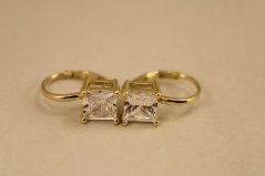 Náušnice- číry kameň- patent- pozlátené striebro