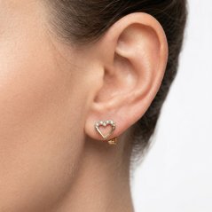 Náušnice- srdiečka- biele diamanty- puzetky- žlté zlato- 14 karátov