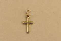 Minimalistický krížik - žlté zlato - 14K