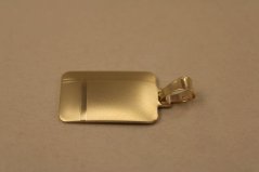 Prívesok- platnička-matný- žlté zlato- 14K