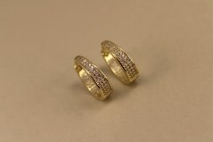 Náušnice- kruhy- číre zirkóny- pozlátené striebro