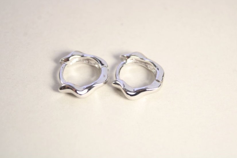 Lesklé strieborné náušnice kruhy, rhodium, kĺbové zapínanie, 1,75 g, 925/1000