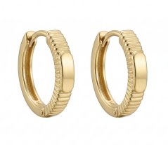 Náušnice - rebrovaný povrch - oválny kruhový dizajn - žlté zlato - 14K