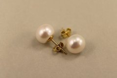 Náušnice- kultivované perly- puzetky- pozlátené striebro