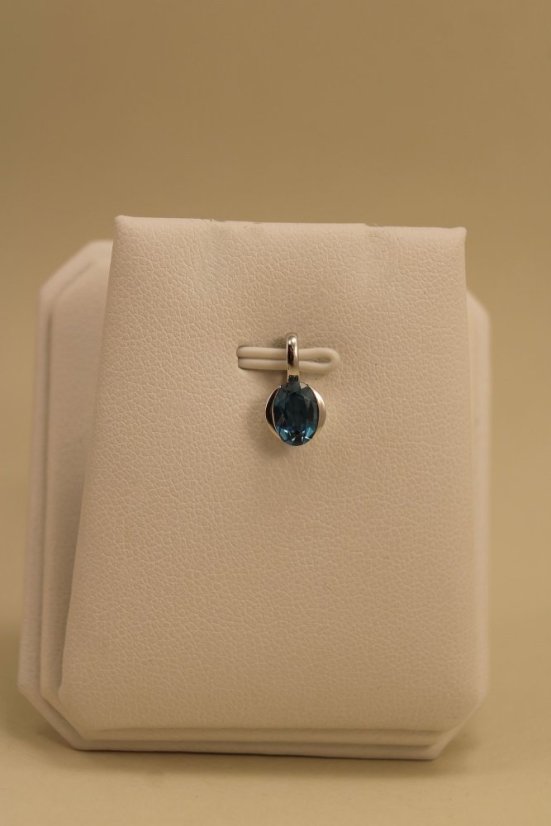 Prívesok - londýnsky Topás - biele zlato - 14 karátov