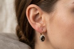 Náušnice- Záhneda- číre zirkóny- patent- žlté zlato- 14 karátov