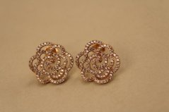 Náušnice-puzetky-kvet-zirkóny-rúžové zlato-14 karátov