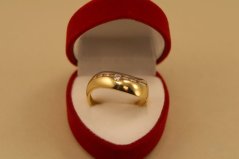 Prsteň- číre zirkóny- viacfarebné zlato- 14 karátov