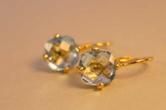 Zlaté klasické naušnice modrý zirkón žlté zlato 3,20 g , 14k 585/1000