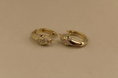 Náušnice- kruhy- had- číre zirkóny- zacvakávacie- pozlátené striebro