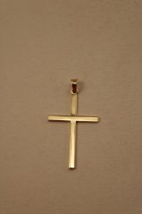 Prívesok- hladký krížik- žlté zlato- 14 karátov