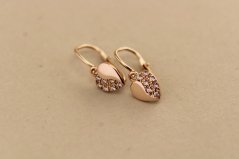 Náušnice- srdiečka- číre zirkóny- brizúra- ružové zlato- 14 karátov