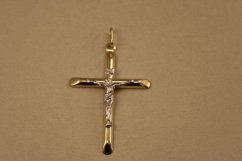 Prívesok- Ježiš na kríži- viacfarebné zlato- 14 karátov