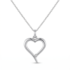 Celebritka-Srdce-Číry zirkón-Biele zlato-14k
