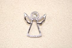 Prívesok- anjelik- číre zirkóny- rhódiované striebro