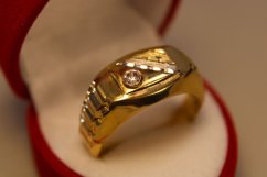 Prsteň- kombinované zlato- zirkón- 14 karátov