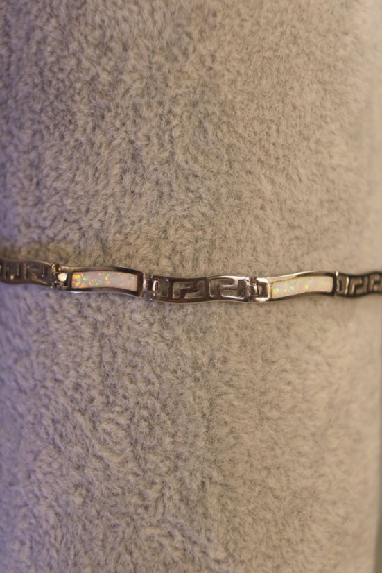 Náramok-biely opál-rhodium-striebro