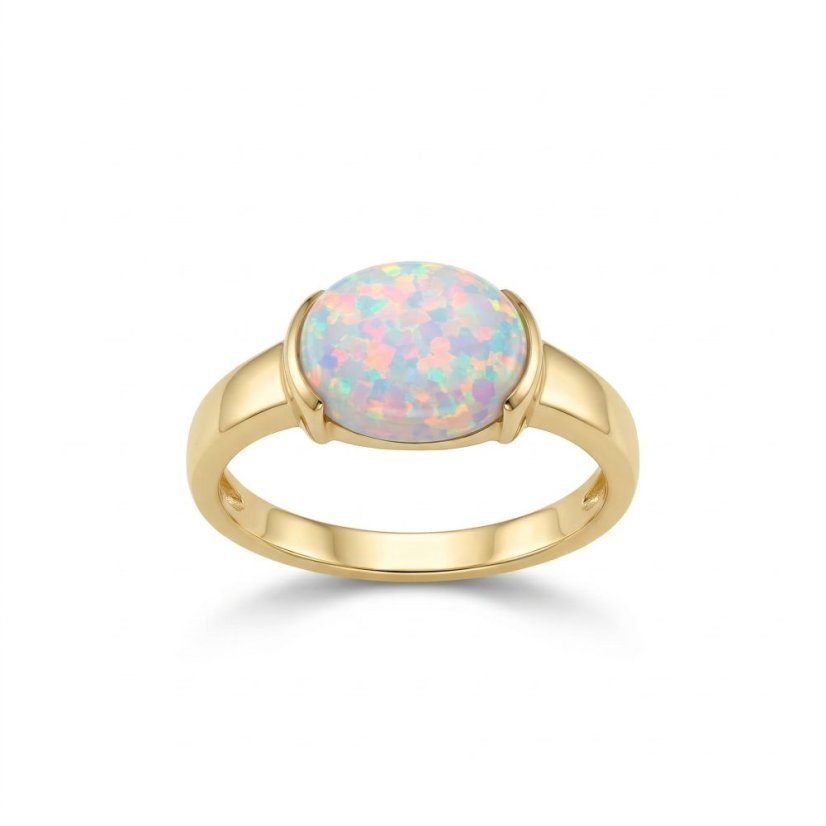Prsteň- biely opál- žlté zlato- 14 karátov