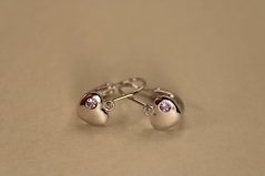 Náušnice-srdce-fialový zirkón-brizúra-striebro-rhodium