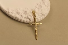 Prívesok - Ježiš na kríži - žlté zlato - 14 karátov