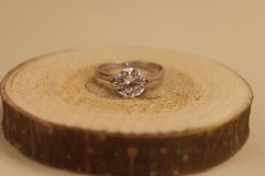 Prsteň - číry zirkón - rhodium - zirkón