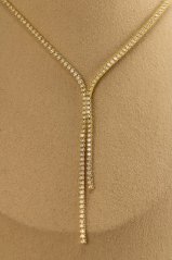 Náhrdelník - posiaty čírymi zirkónmi - pozlátené striebro