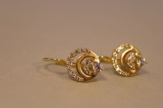 Náušnice- žlté zlato- patent- zirkóniky- 14 karátov